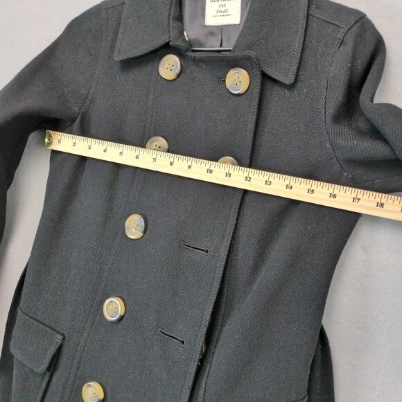 Old Navy Back Pea Coat Women's S Double Breasted, Tie Waist Belt Wool Blend - Picture 8 of 10